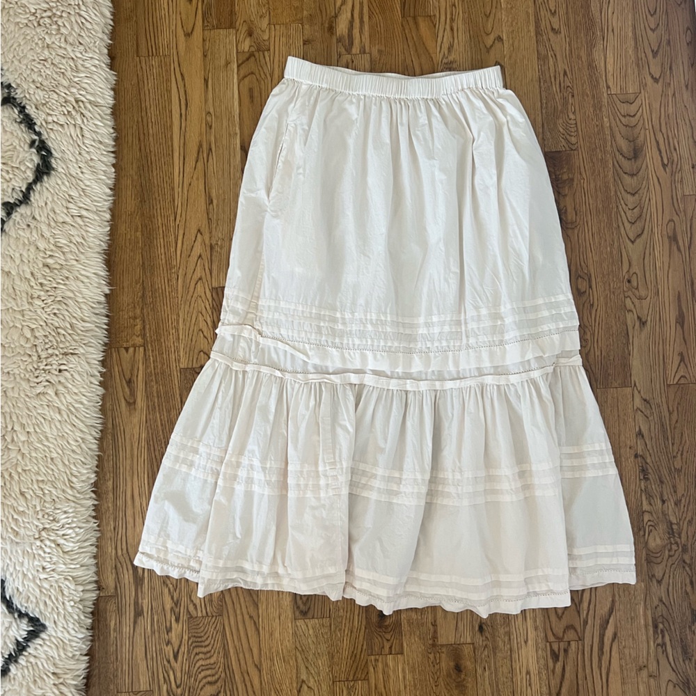 Christy Dawn Gabrielle Skirt – Pearl | Organic Cotton Tiered Maxi (discontinued